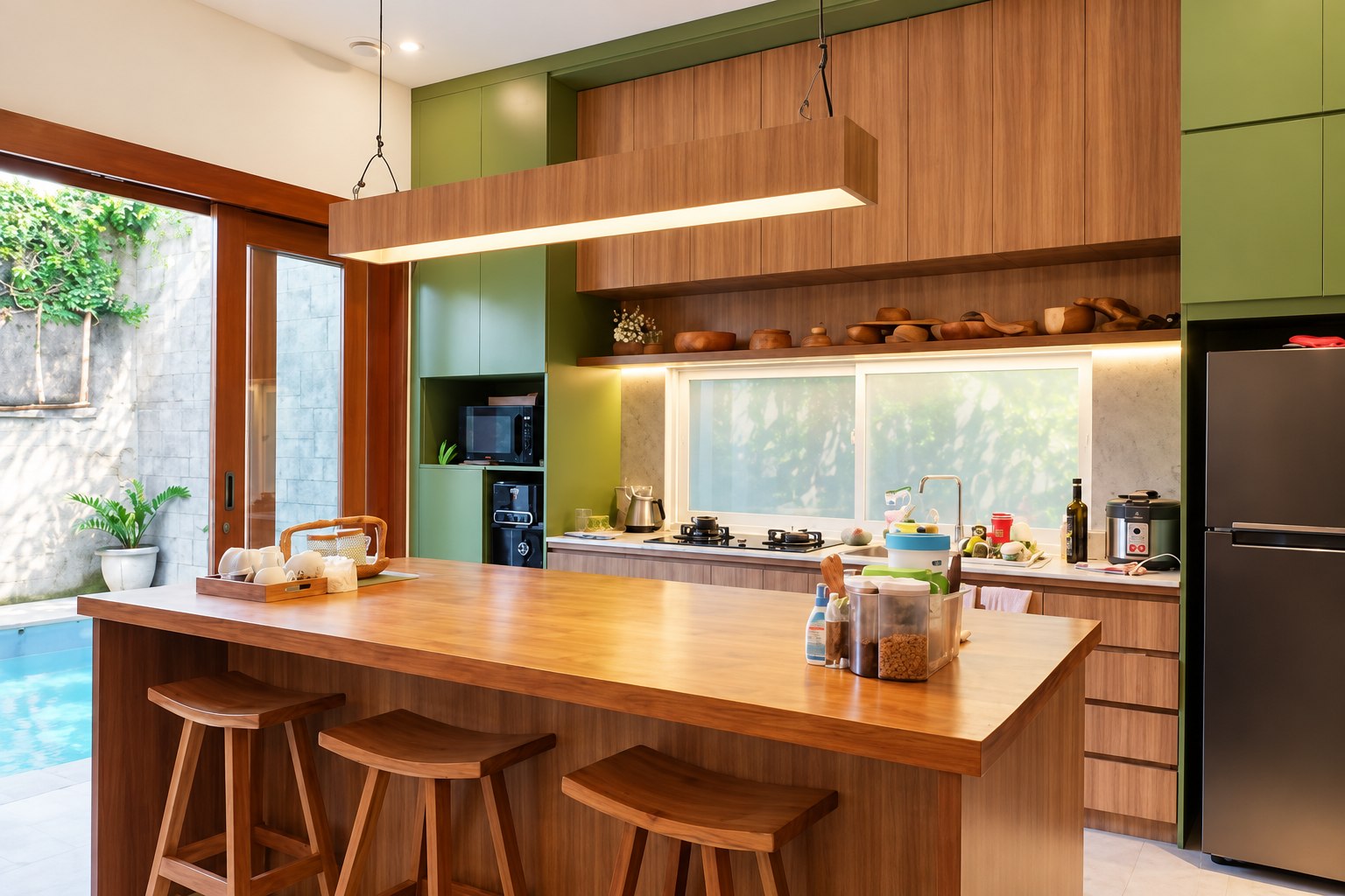 AI-enhanced visualization of the kitchen at Family Size Villa in Denpasar
